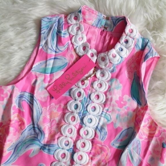 NWT Lilly Pulitzer Jonna Romper Prosecco Pink Blue Tropical Printed Size 00 - Picture 7 of 14